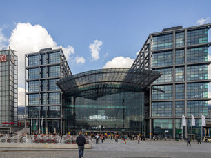 Berlin Hauptbahnhof exterior with the DB sign, a practical final-day departure anchor for Berlin tourists.