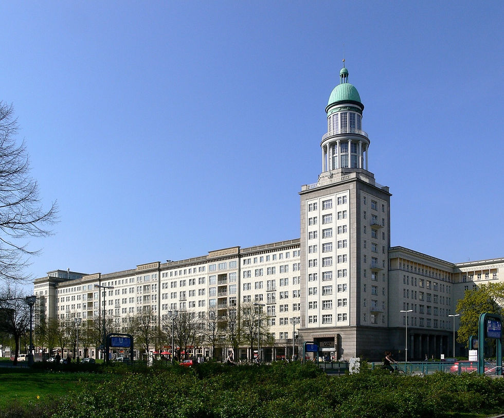 Frankfurter Tor tower and monumental apartment blocks on Karl-Marx-Allee