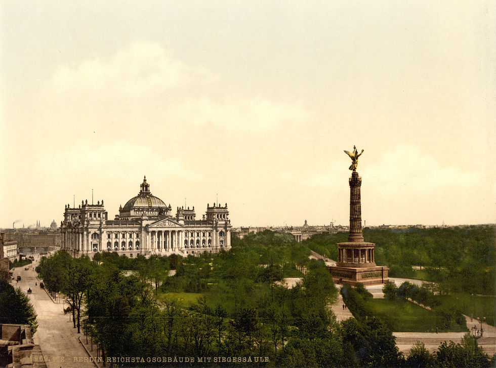 Historic view of the Reichstag and the Victory Column in its old location around 1900