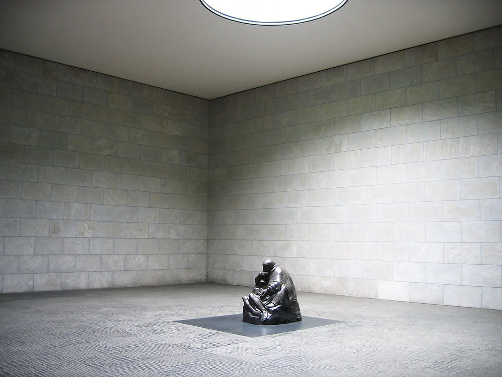 Interior of Berlin Neue Wache with the Kollwitz mother and dead son sculpture under the oculus