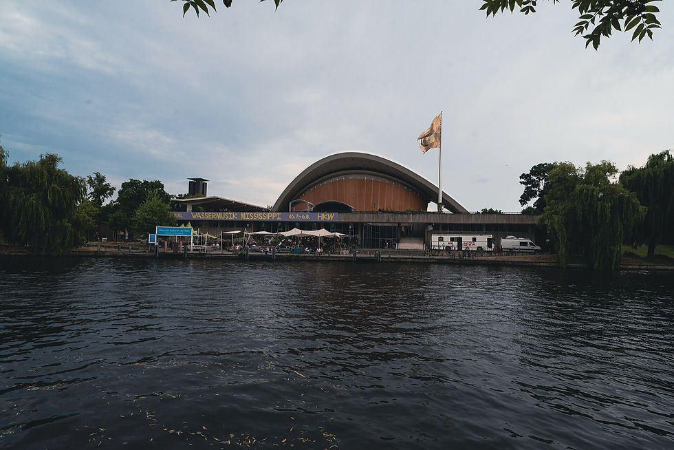 Haus der Kulturen der Welt viewed from the water in 2022.
