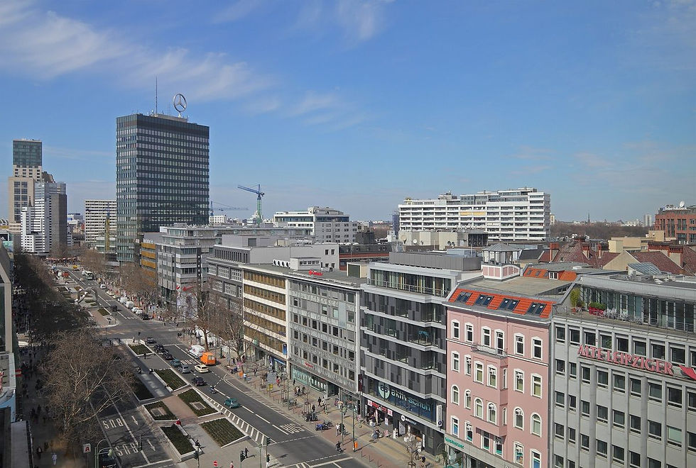 Aerial view of Tauentzienstraße, one of the main shopping streets in Berlin's west