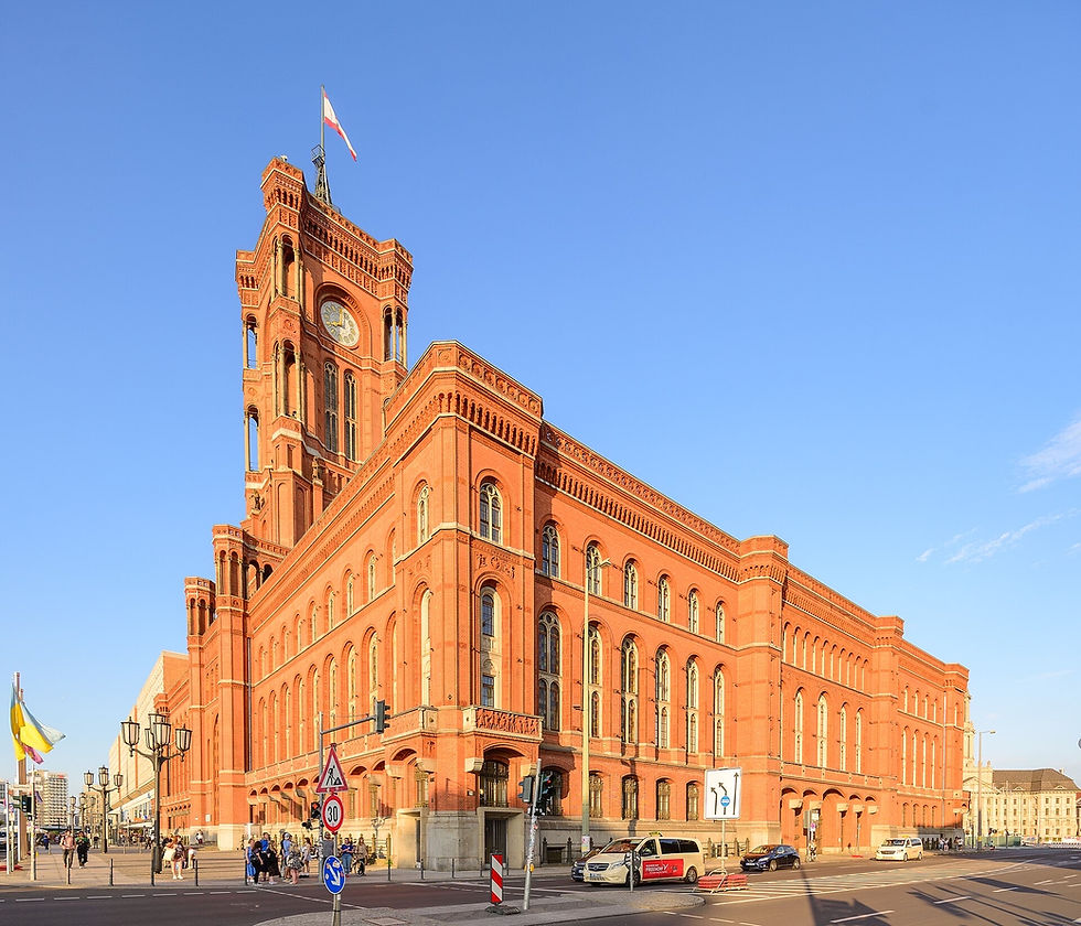 Rotes Rathaus in Berlin, the red-brick city hall that plays police headquarters in Babylon Berlin