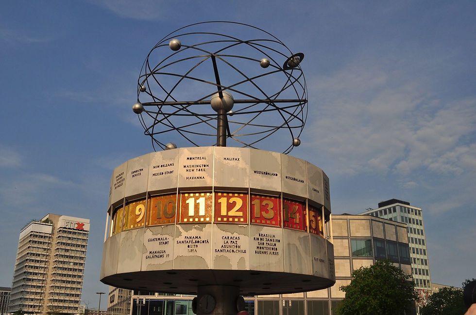The World Clock and TV Tower at Alexanderplatz, close to the route finish.