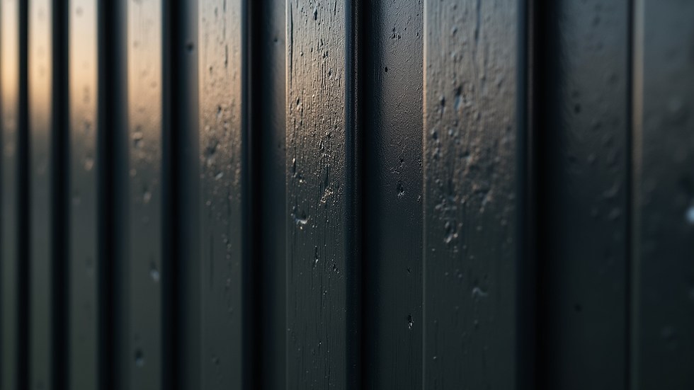 Close-up view of black vinyl fence panels showing texture and finish