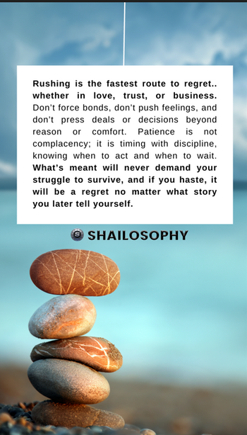 Rushing to Regrets...