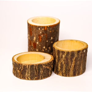 Wood candle holder set
