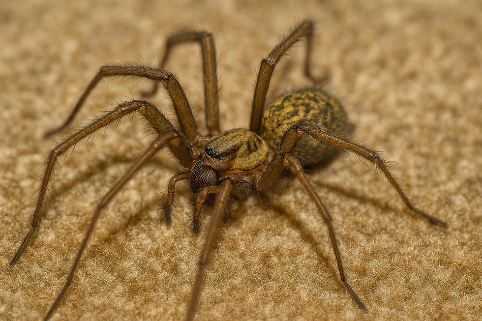 Close up image of a Giant House Spider (Eratigena atrica) on a carpet