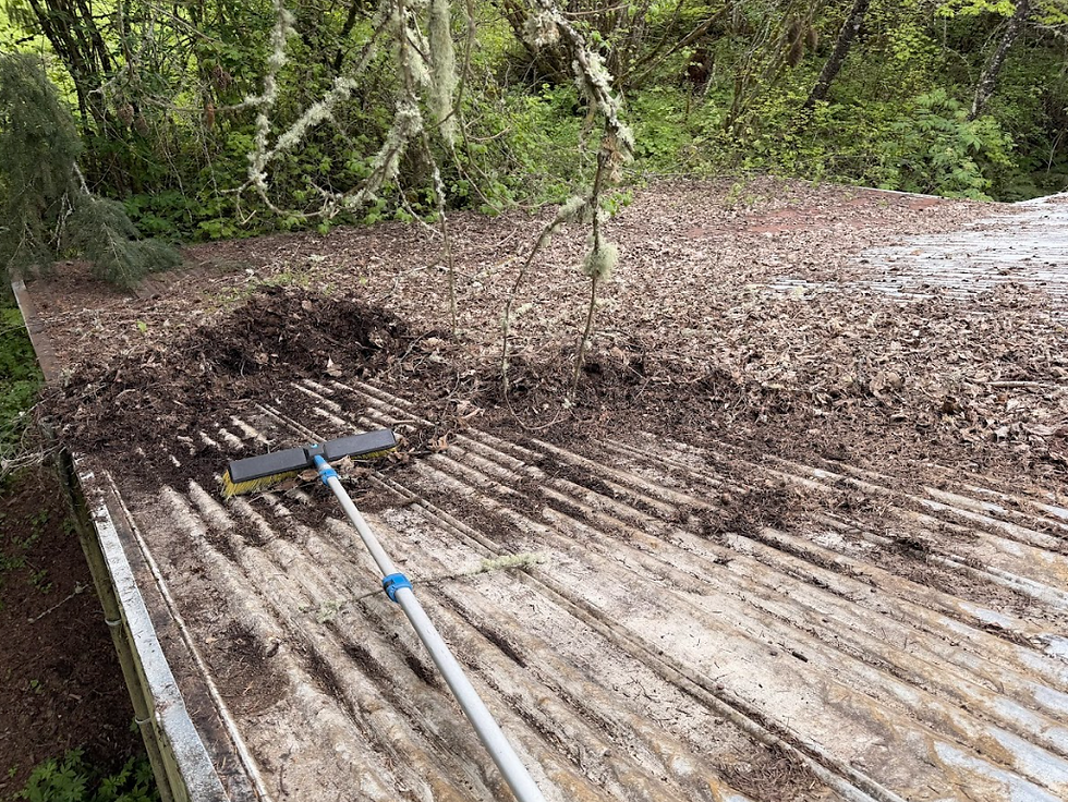 Clogged roof valley before and after cleaning Vancouver WA – ProSoaks