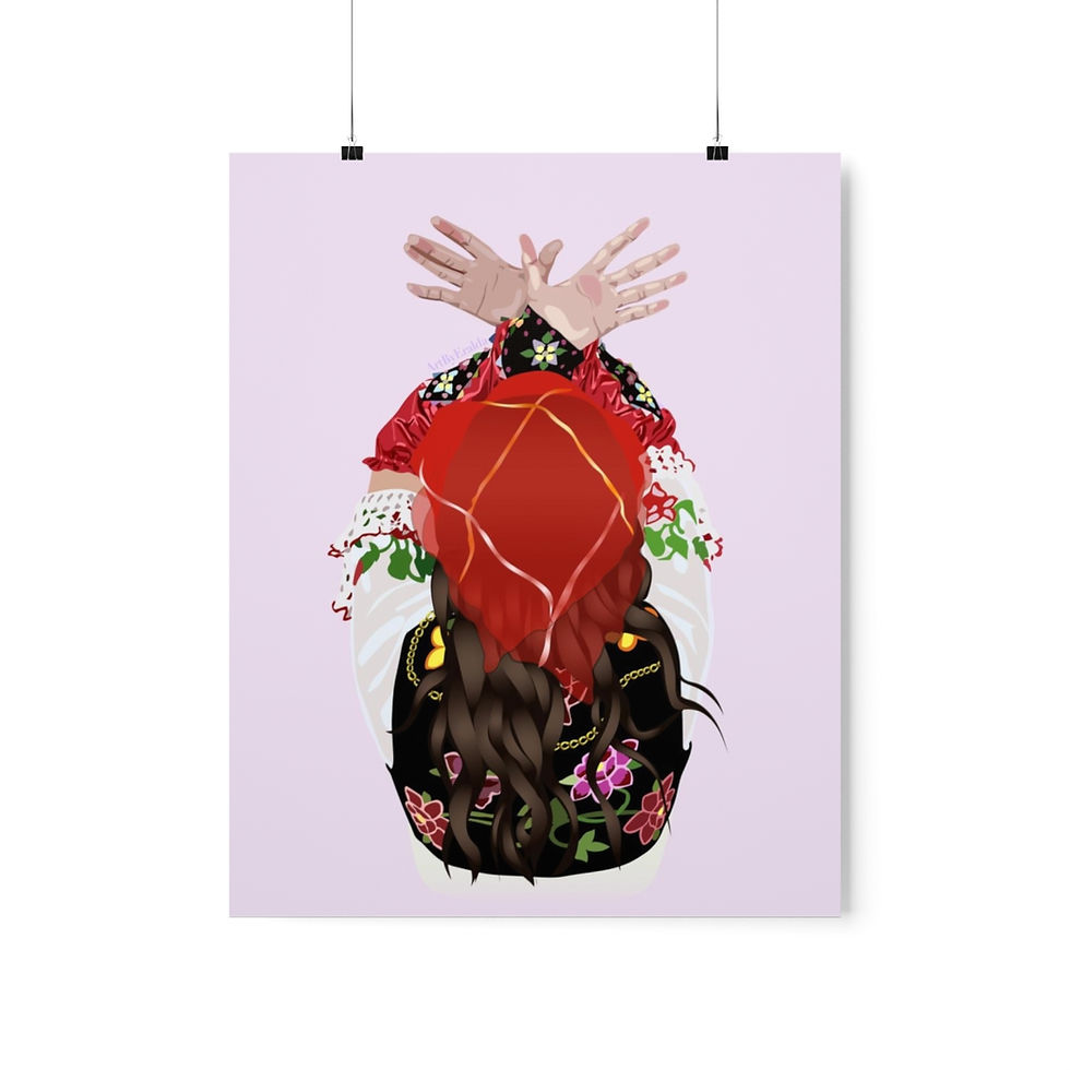 Thumbnail: Albanian Woman in Traditional Clothes with Albanian Eagle Poster