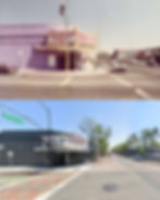 The intersection of E San Salvador St and S 1st St, Downtown San Jose, view in 1975 (top) and 2025 (bottom), showing The Pussycat Theater and The Ritz.