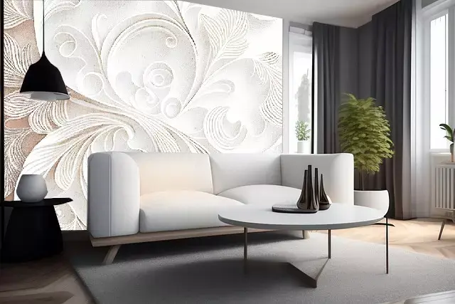 Miniature : Papier peint arabesque blanc