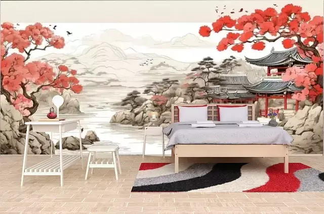 Papier peint panoramique CPI Déco dessin esprit Asie