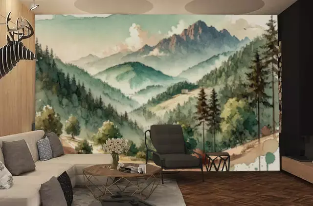 Miniature : Papier peint dessin montagne