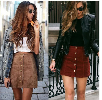 Thumbnail: High-End Fashion Suede Midi Skirt for Women
