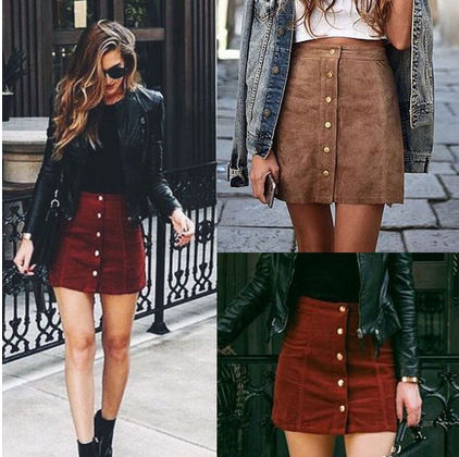 High-End Fashion Suede Midi Skirt for Women