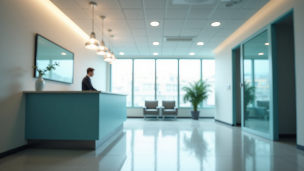 Eye-level view of a modern medical clinic reception area