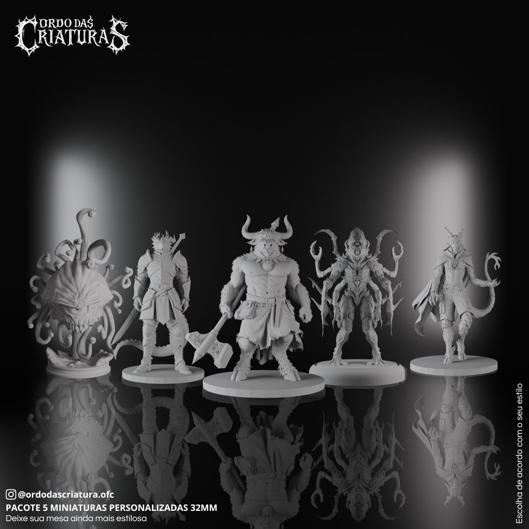 Pacote 5 miniaturas 32mm Personalizadas