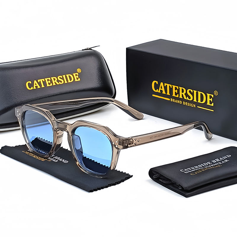Miniatura: CATERSIDE Retro Polarized Sunglasses Men Ultralight TR90 Frame Polygon Women Sun
