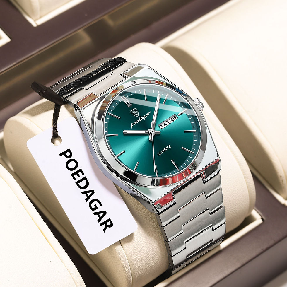 Miniatura: POEDAGAR Luxury Men's Quartz Wristwatch Waterproof Luminous Date Week Man Watch 