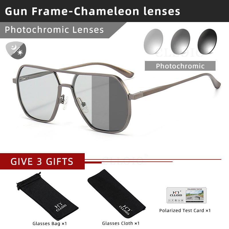 Miniatura: CLLOIO New Fashion Aluminum Photochromic Sunglasses Men Women Polarized Sun Glas