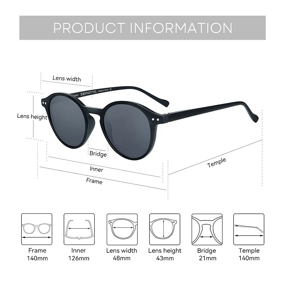 Miniatura: ZENOTTIC (S Size) Retro Circular Polarized Sunglasses 2026 2025 Men Women Vintag