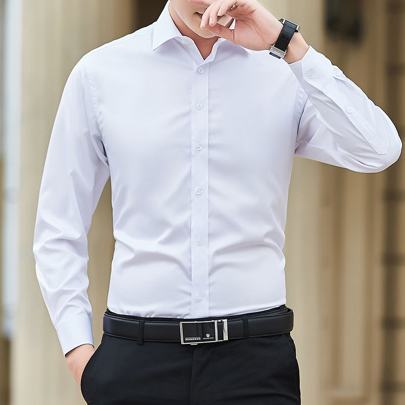 Miniatura: New Plus Size Men Solid Color Business Shirt Fashion Classic Basic Casual Slim W