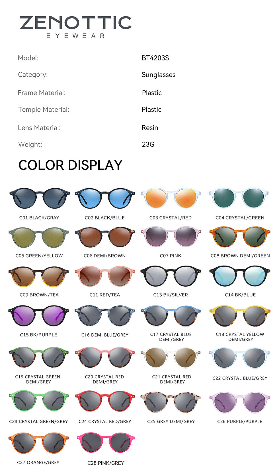 Miniatura: ZENOTTIC (S Size) Retro Circular Polarized Sunglasses 2026 2025 Men Women Vintag