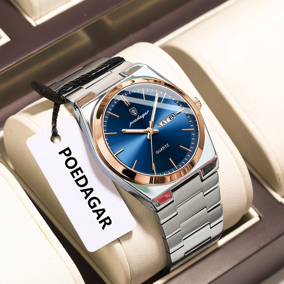 Miniatura: POEDAGAR Luxury Men's Quartz Wristwatch Waterproof Luminous Date Week Man Watch 
