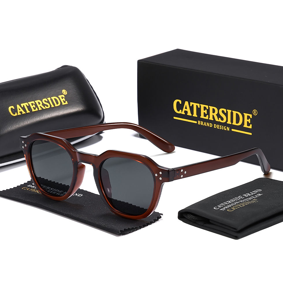 Miniatura: CATERSIDE Retro Polarized Sunglasses Men Ultralight TR90 Frame Polygon Women Sun