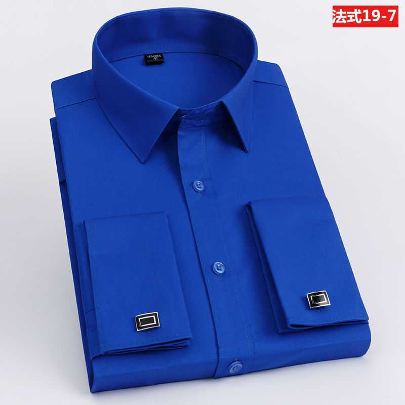 Miniatura: Men's French cufflinks shirt, men's slim fit long sleeved business sleeve nail f