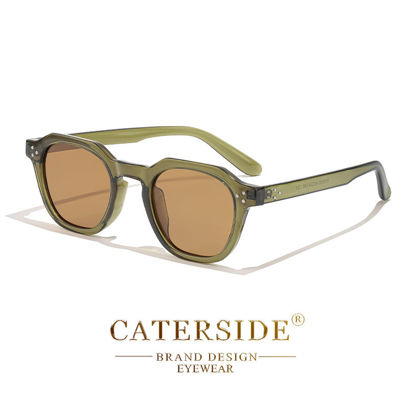 Miniatura: CATERSIDE Retro Polarized Sunglasses Men Ultralight TR90 Frame Polygon Women Sun