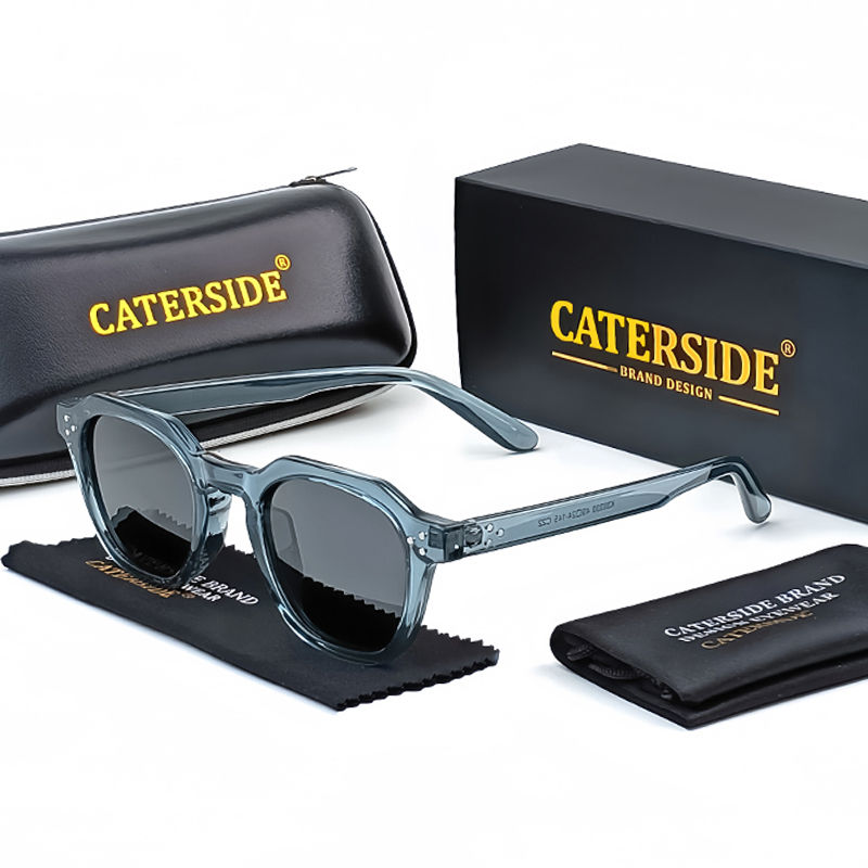 Miniatura: CATERSIDE Retro Polarized Sunglasses Men Ultralight TR90 Frame Polygon Women Sun