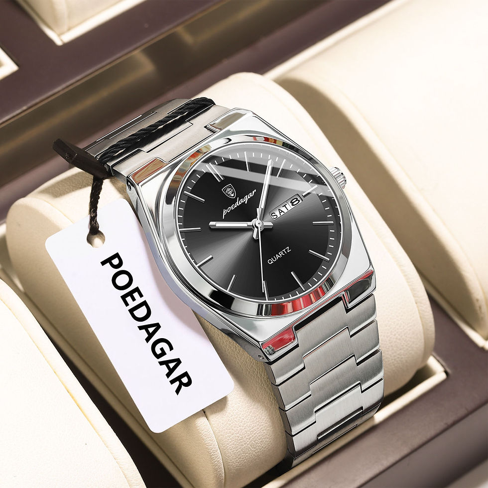 Miniatura: POEDAGAR Luxury Men's Quartz Wristwatch Waterproof Luminous Date Week Man Watch 