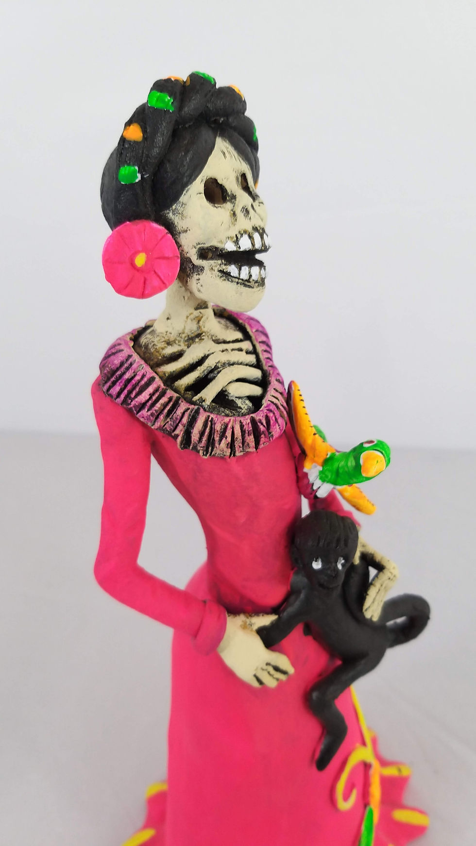 Miniatura: Catrina rosa con perico 30 cm