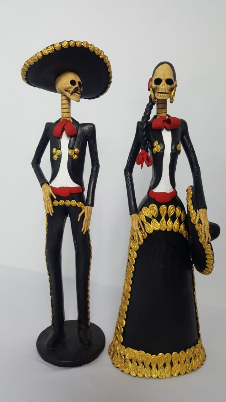 Thumbnail: COUPLE MARIACHI CATRINA CLAY 43 cm, MICH