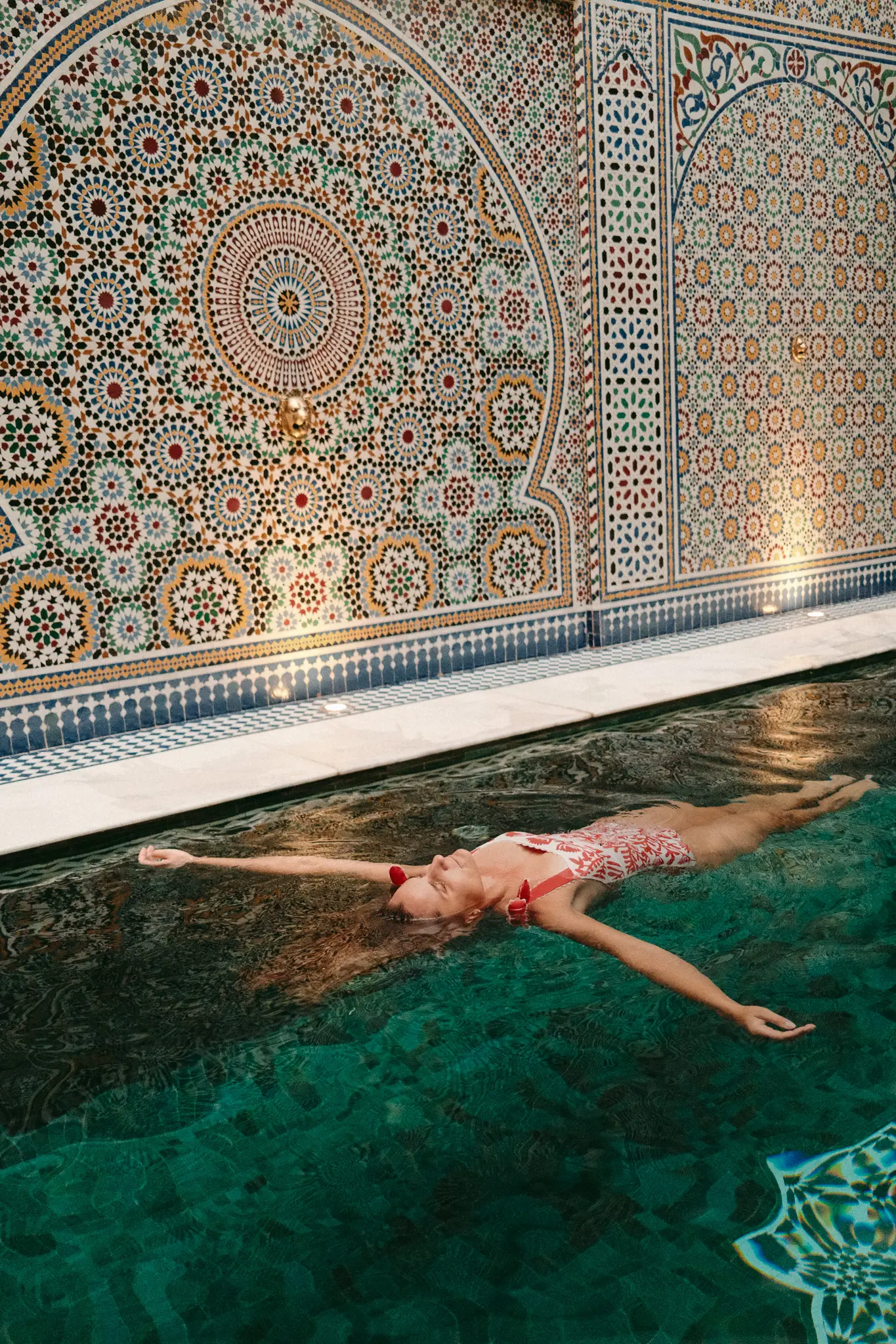 Solo traveler swimming in Morocco