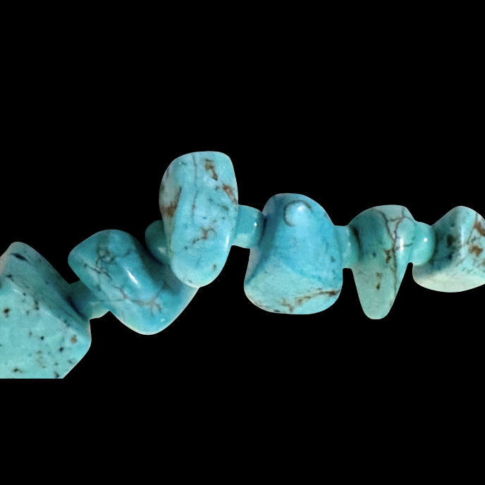 Thumbnail: MIDCENTURY – Vintage Real TURQUOISE & Dyed Howlite Silver NECKLACE