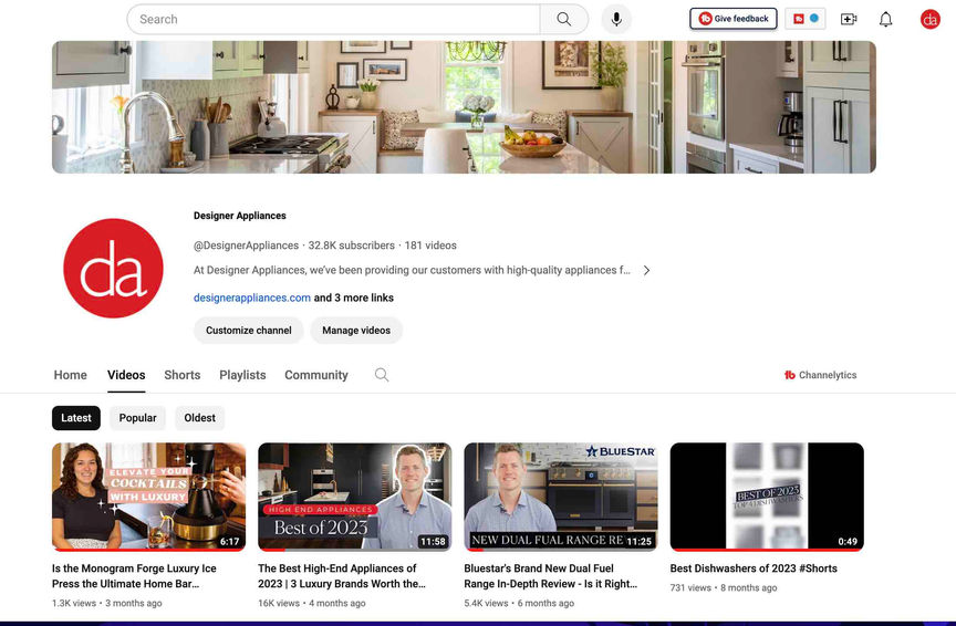 Youtube Channel Screenshot