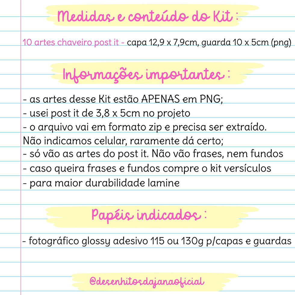 Miniatura: Kit Digital Chaveiro Post it Versículos