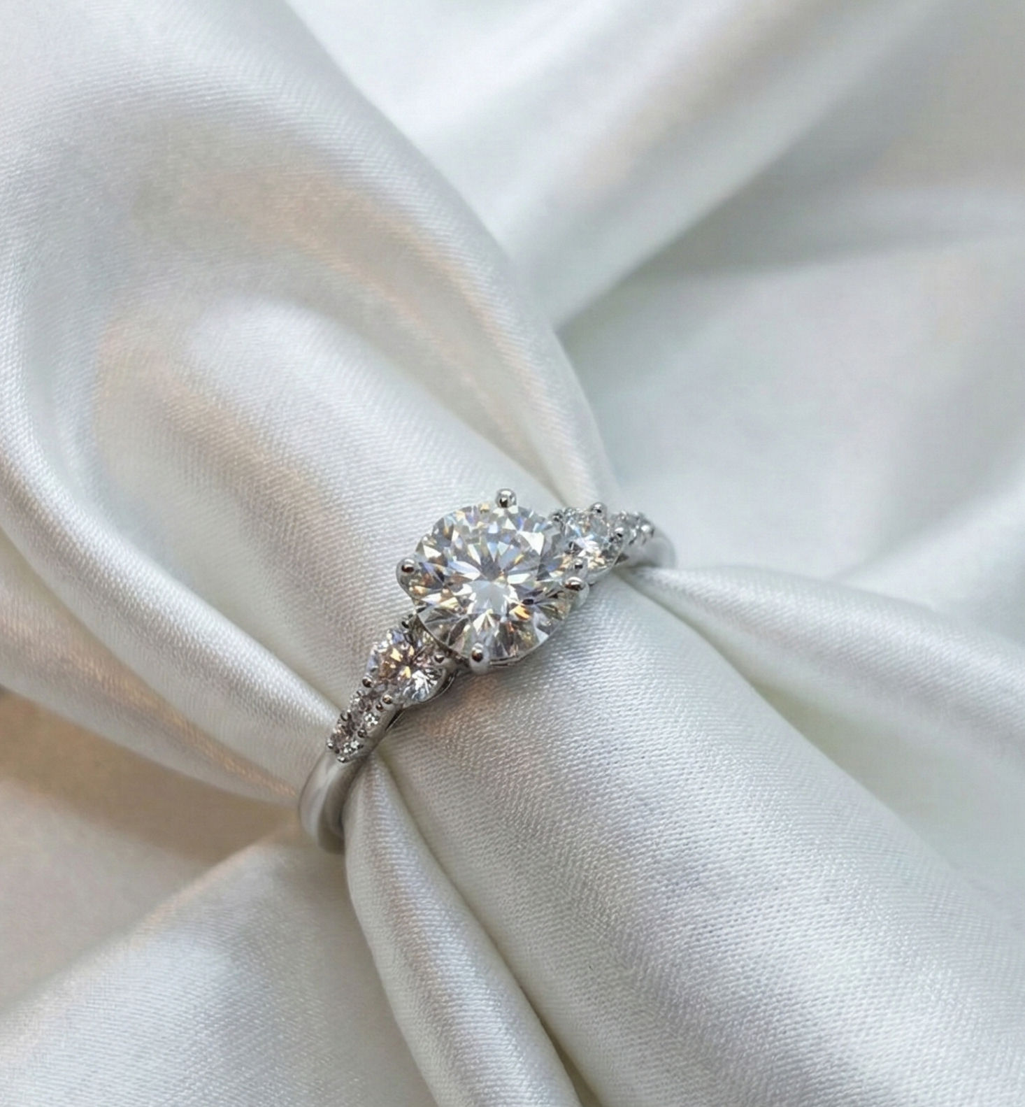 Moissanite in sterling silver ring