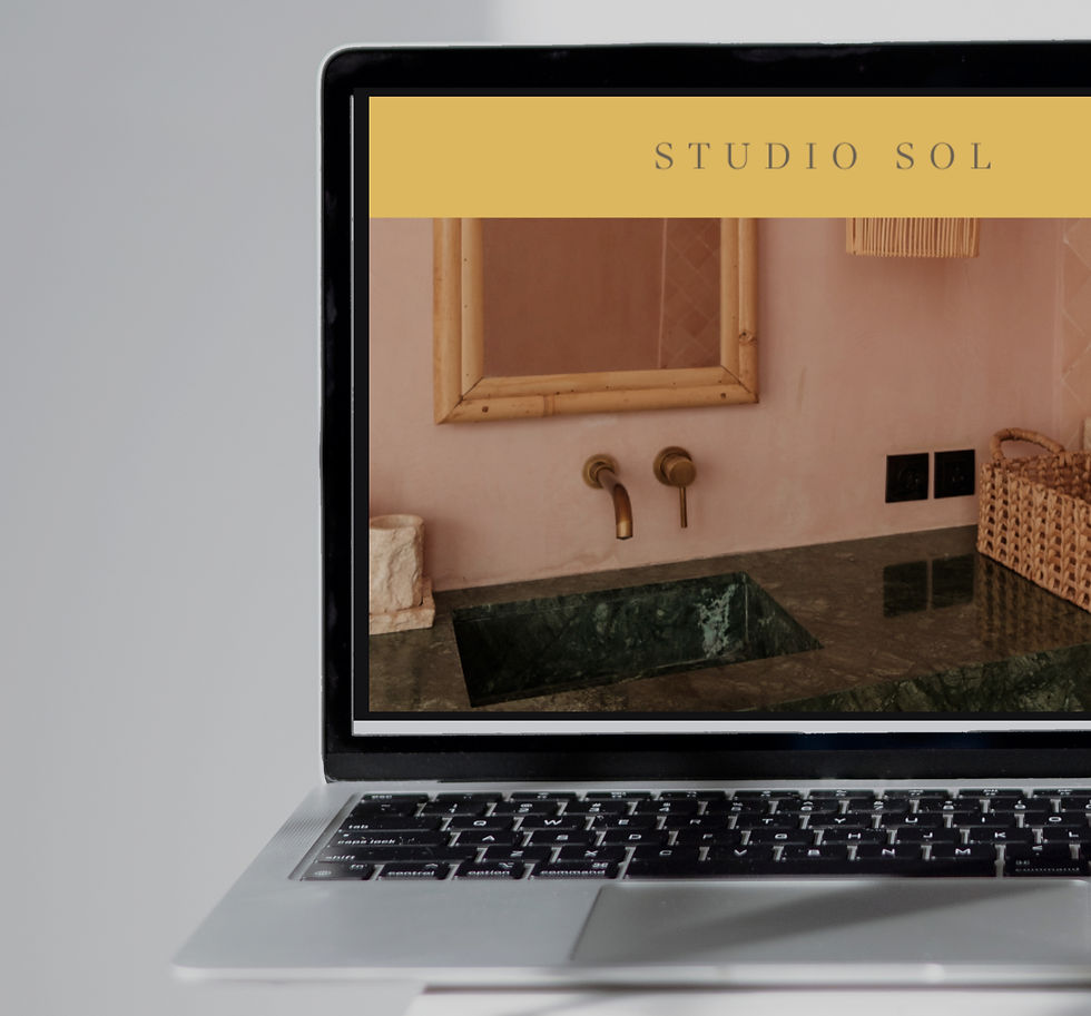 laptop with an image of a designer screen labeled studio sol highlighting designer website design