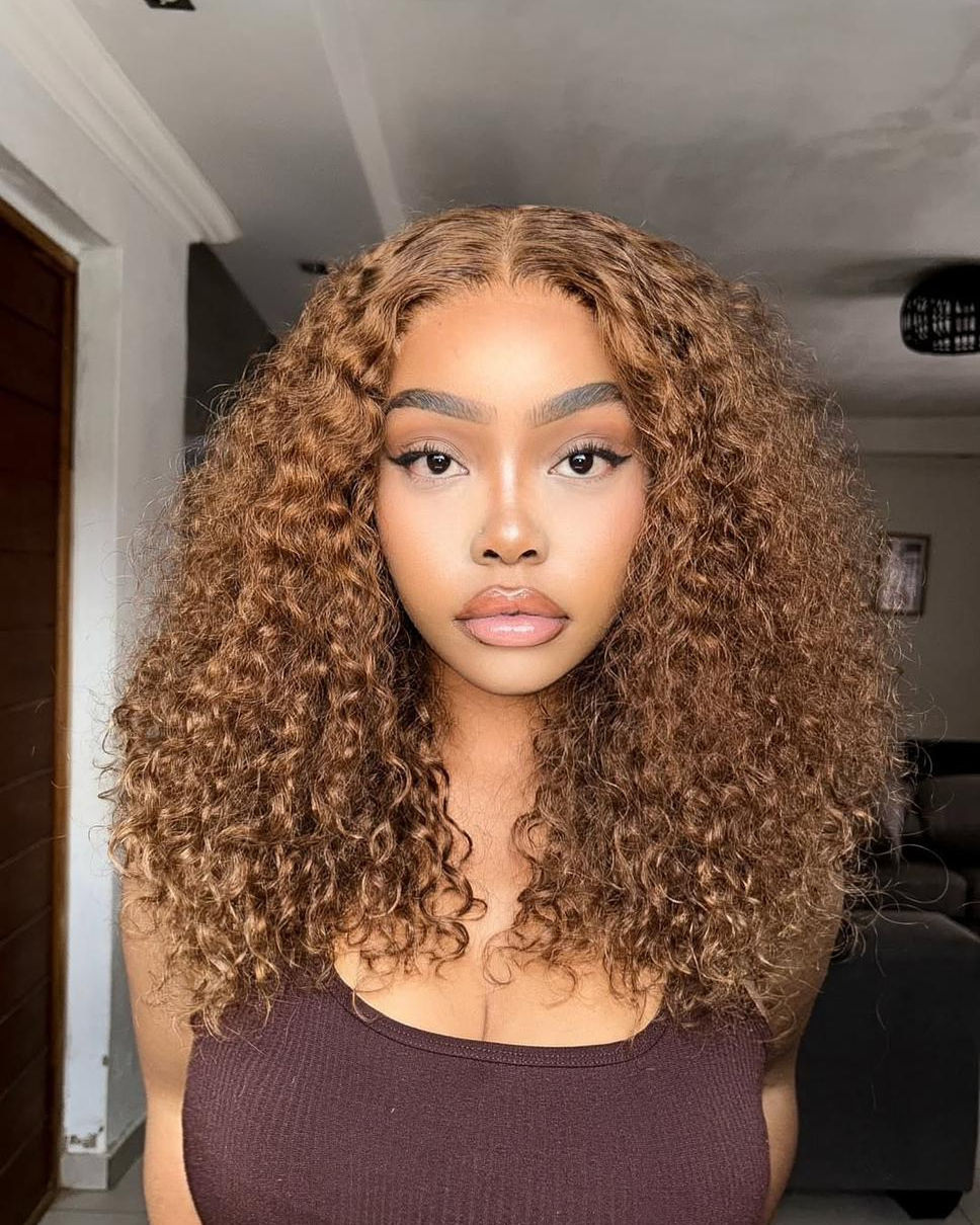 Brazilian color 4 jerry curl double drawn