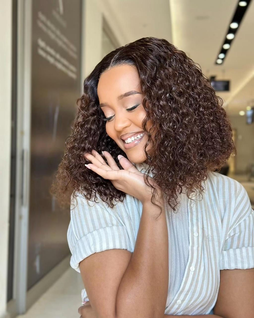 Brazilian double drawn glueless watercurl