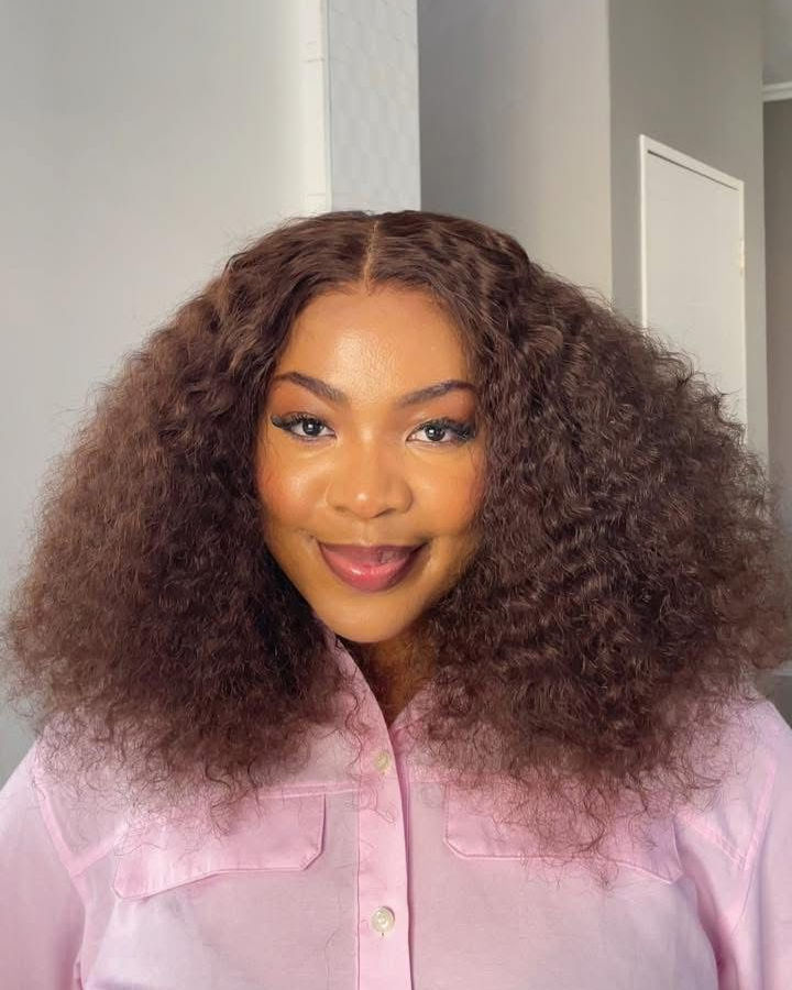 Brazilian double drawn 5x5 honey brown curl
