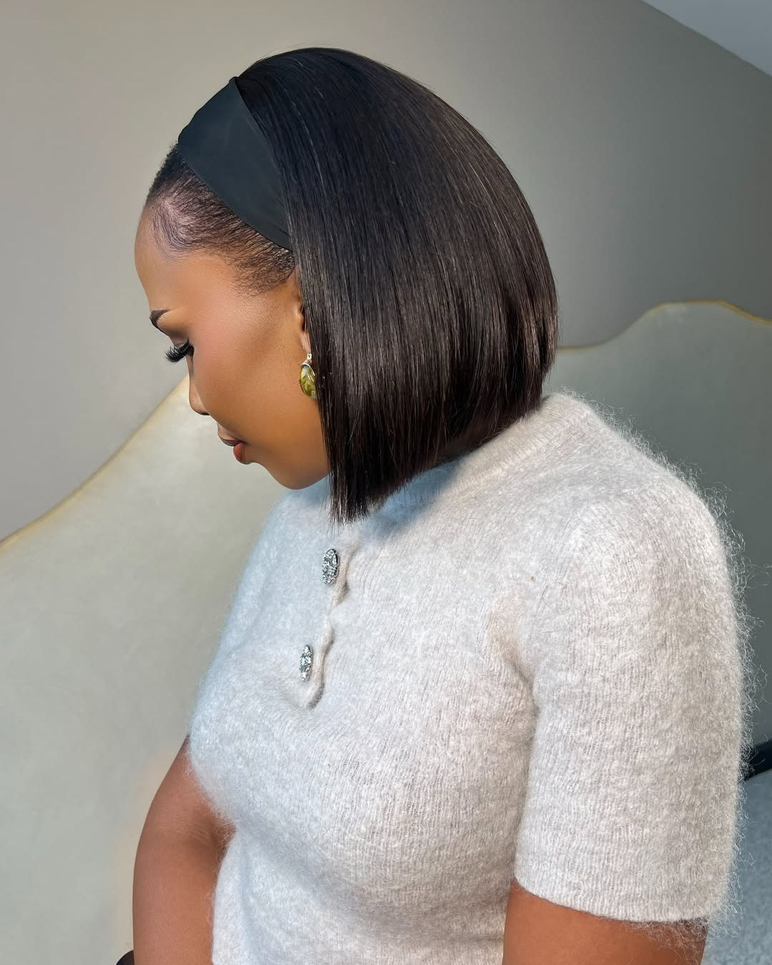 Brazilian double drawn headband glueless wig