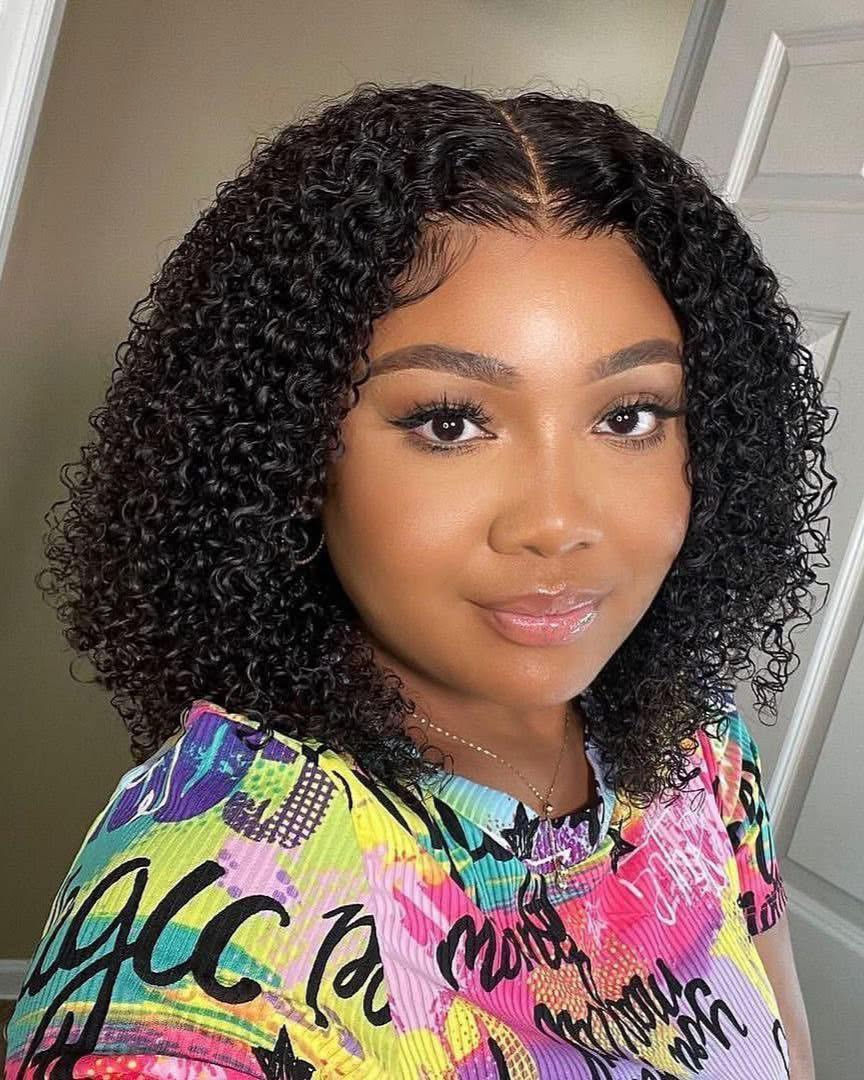 Brazilian double drawn jerry curl 5x5 glueless