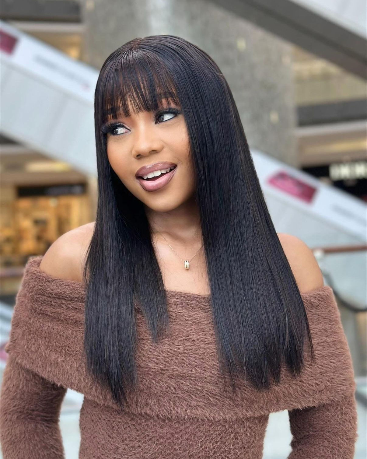 Brazilian double drawn fringe