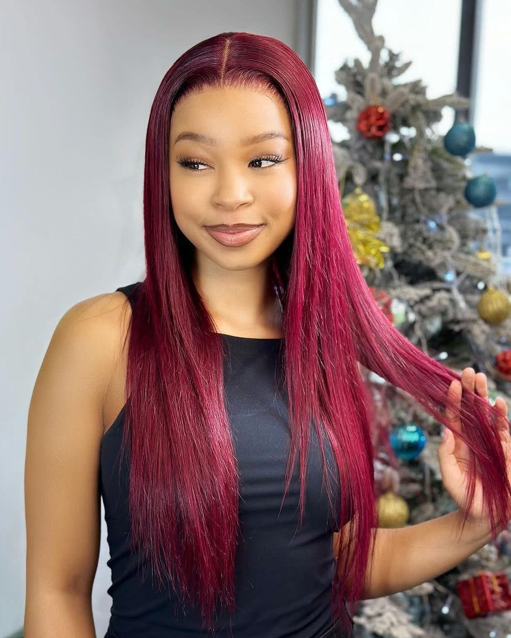 Brazilian double drawn burgundy 13x4 lace