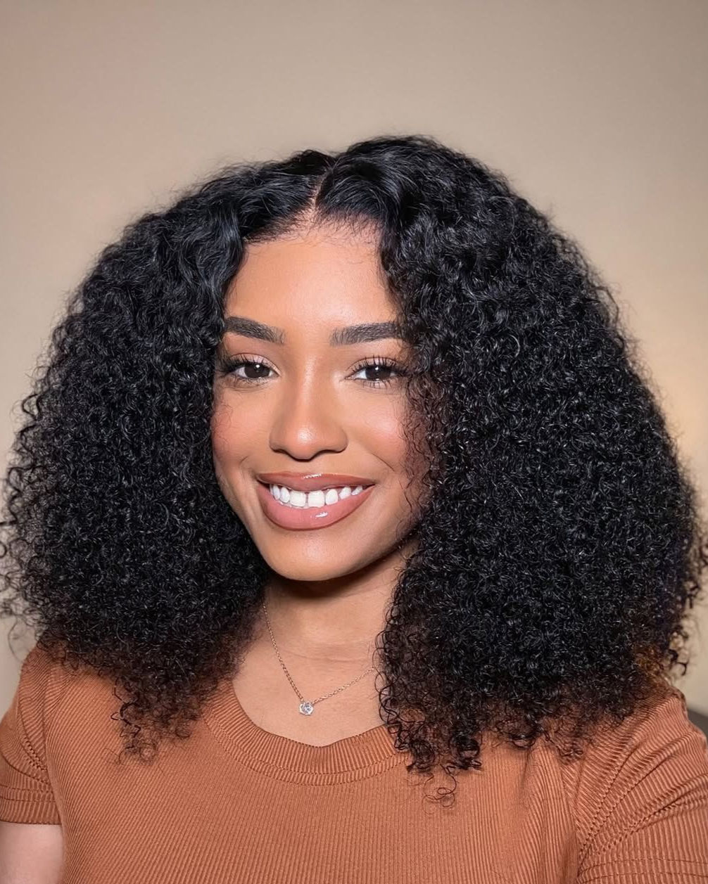 Brazilian double drawn jerry curl 5x5 natural lace